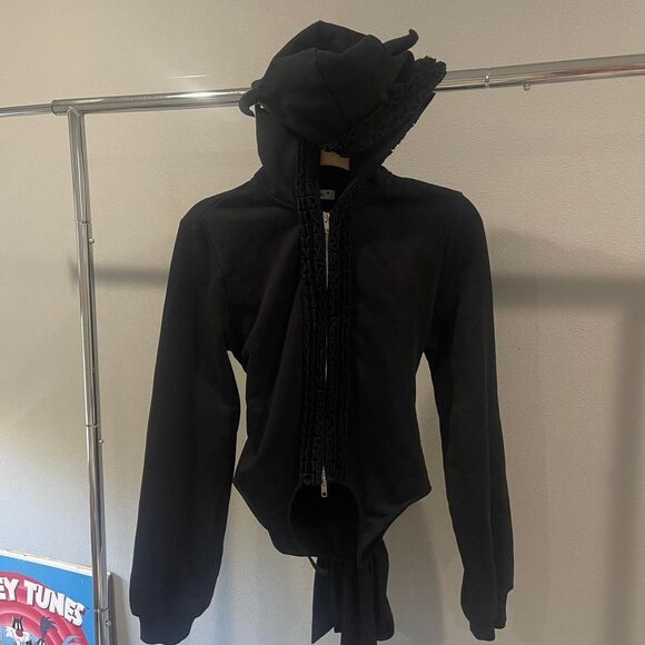 Indie designer devil hoodie with back bow tie - Picture 7 of 8